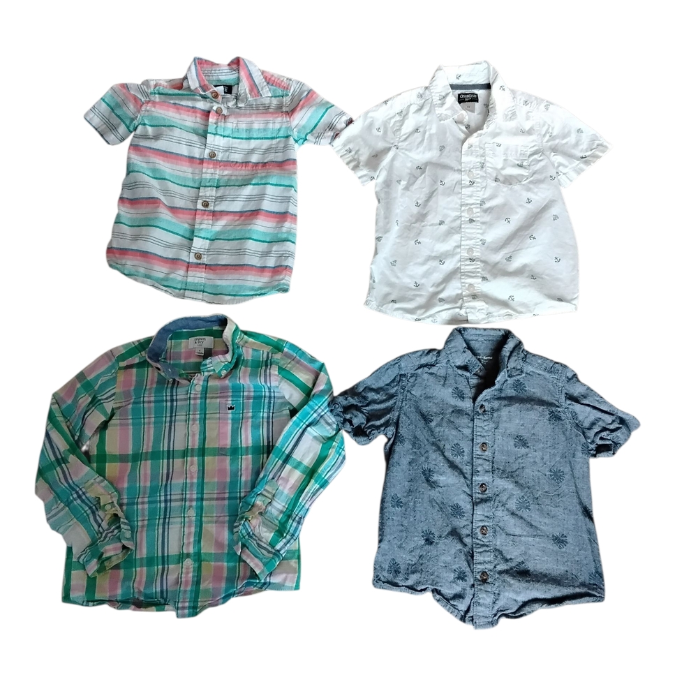 Button Down Shirt Lot Boys Size 5 Preppy Academia Nautical Coastal Western